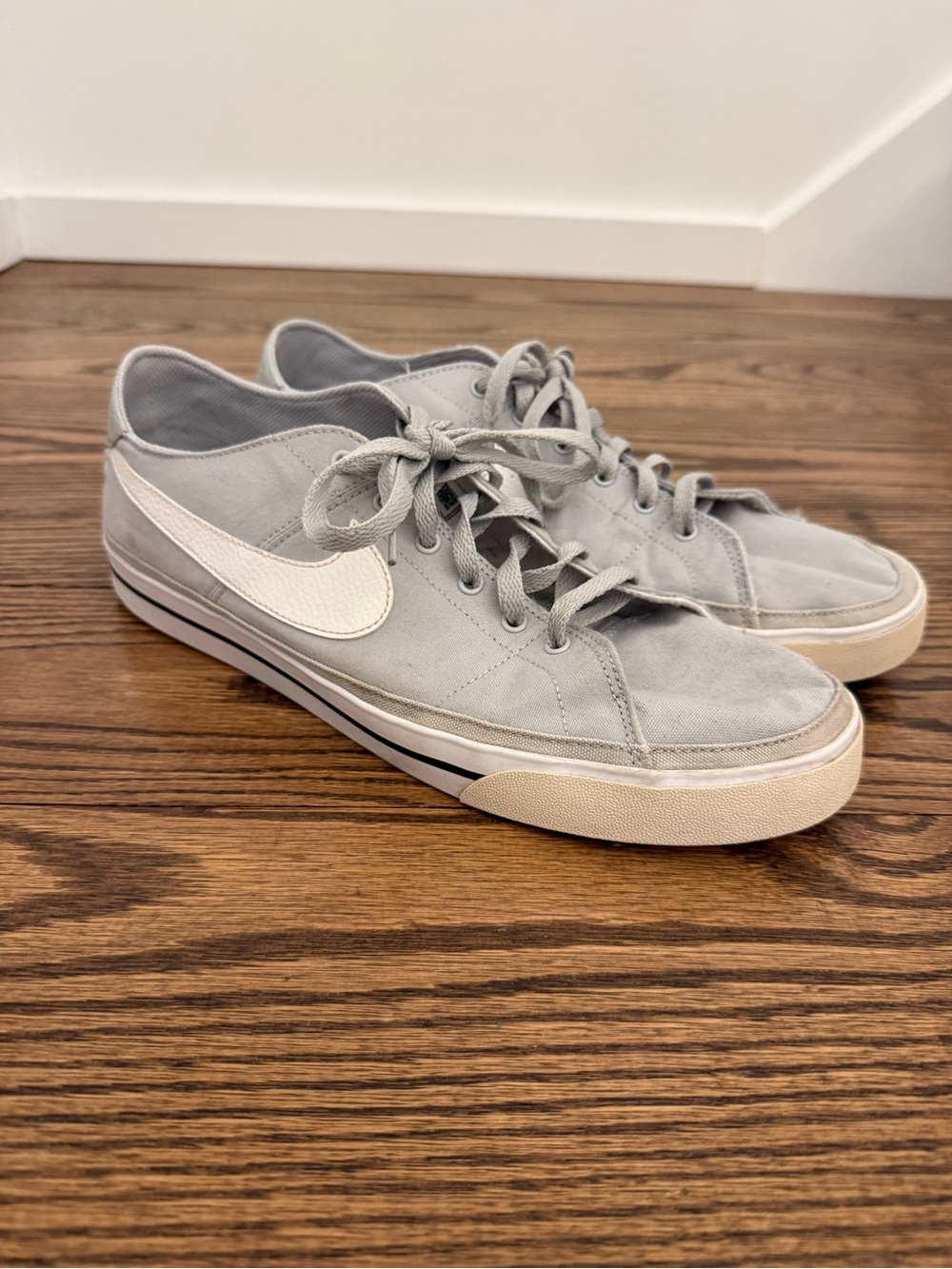 Nike Court Legacy Canvas Sneakers Mens 13 Gray White Swoosh Low Skate Shoes
